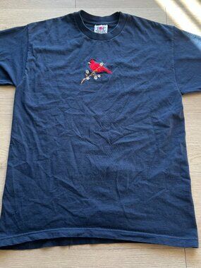 Top Threads Vintage Navy Embroidered Cardinal T-Shirt